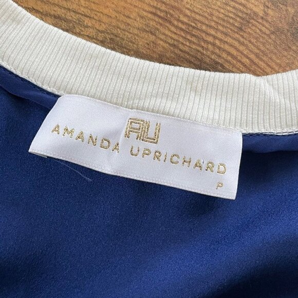 Amanda Uprichard Womens Dress Sz P Petite Navy Blue Silk Drawstring Blouson - Picture 6 of 6